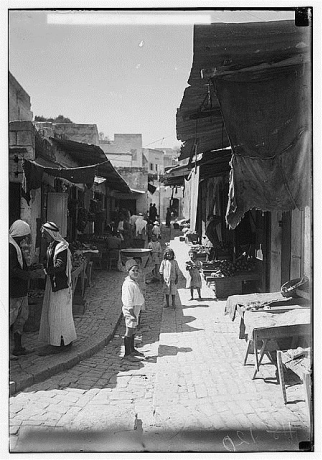 Street in older Nazareth, vegetable market. 1934 - 1937.