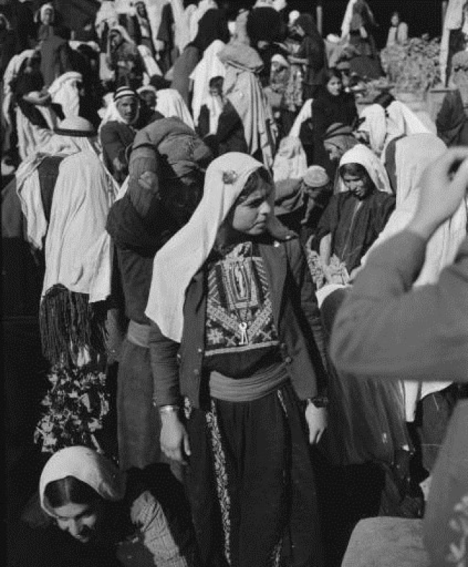 Residents in the city of Bethlehem before the Nakba in 1948 in traditional Palestinian clothing