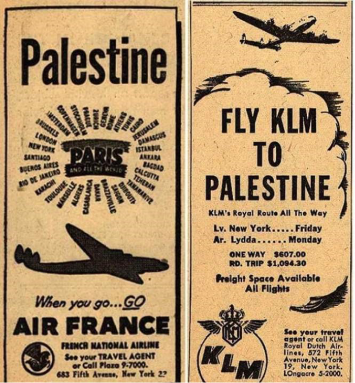 Fallujah - KLM Airline advertisement for travel to Palestine in 1931