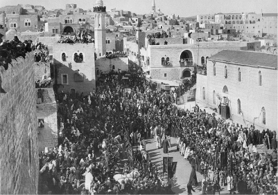 Christmas ceremony, procession of the Patriarch. Bethlehem 1902