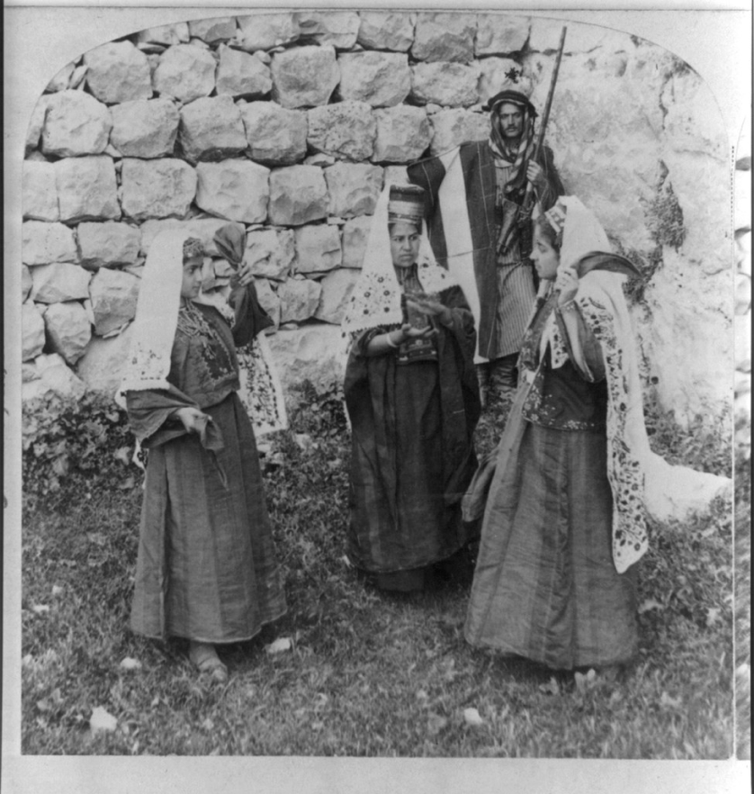 Residents in the city of Bethlehem before the Nakba in 1948 in traditional Palestinian clothing