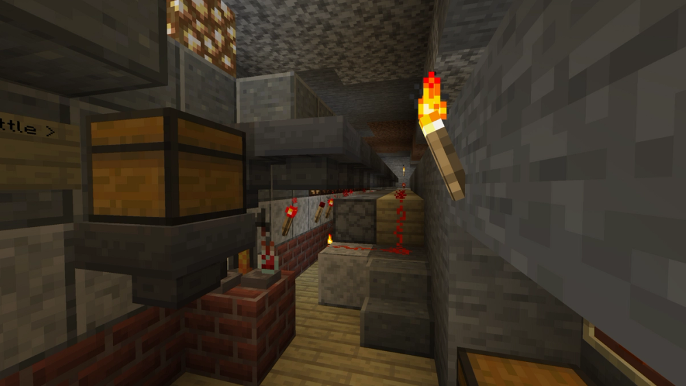 Rear view of potion making machine