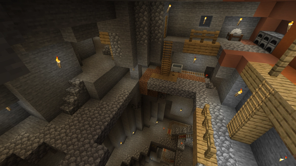 Minecart and cobblestone works. Can't say creepers never spawn, but it is pretty rare.