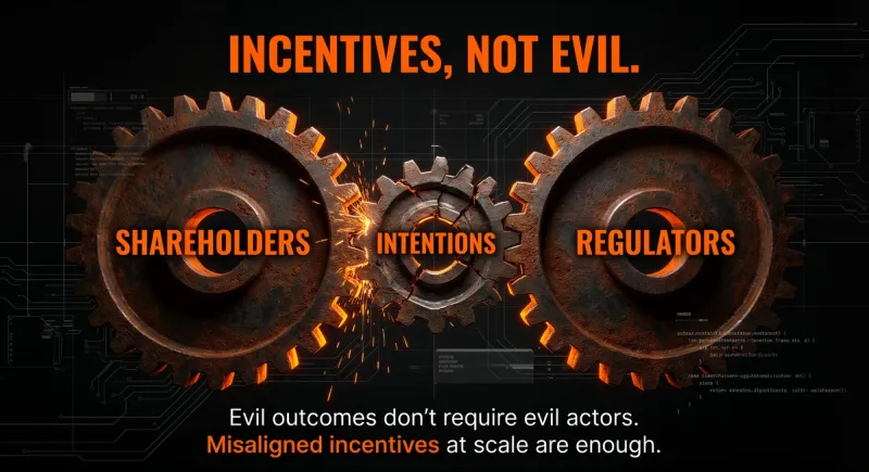 Incentives, Not Evil: Evil outcomes don't require evil actors