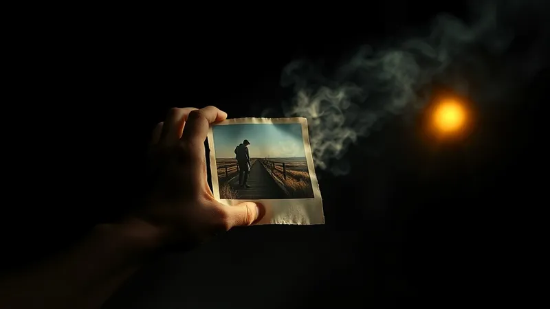 A hand holding an old photograph that dissolves into smoke against darkness. An edited memory fades like a dream just beyond reach, and soon enough it is forgotten.