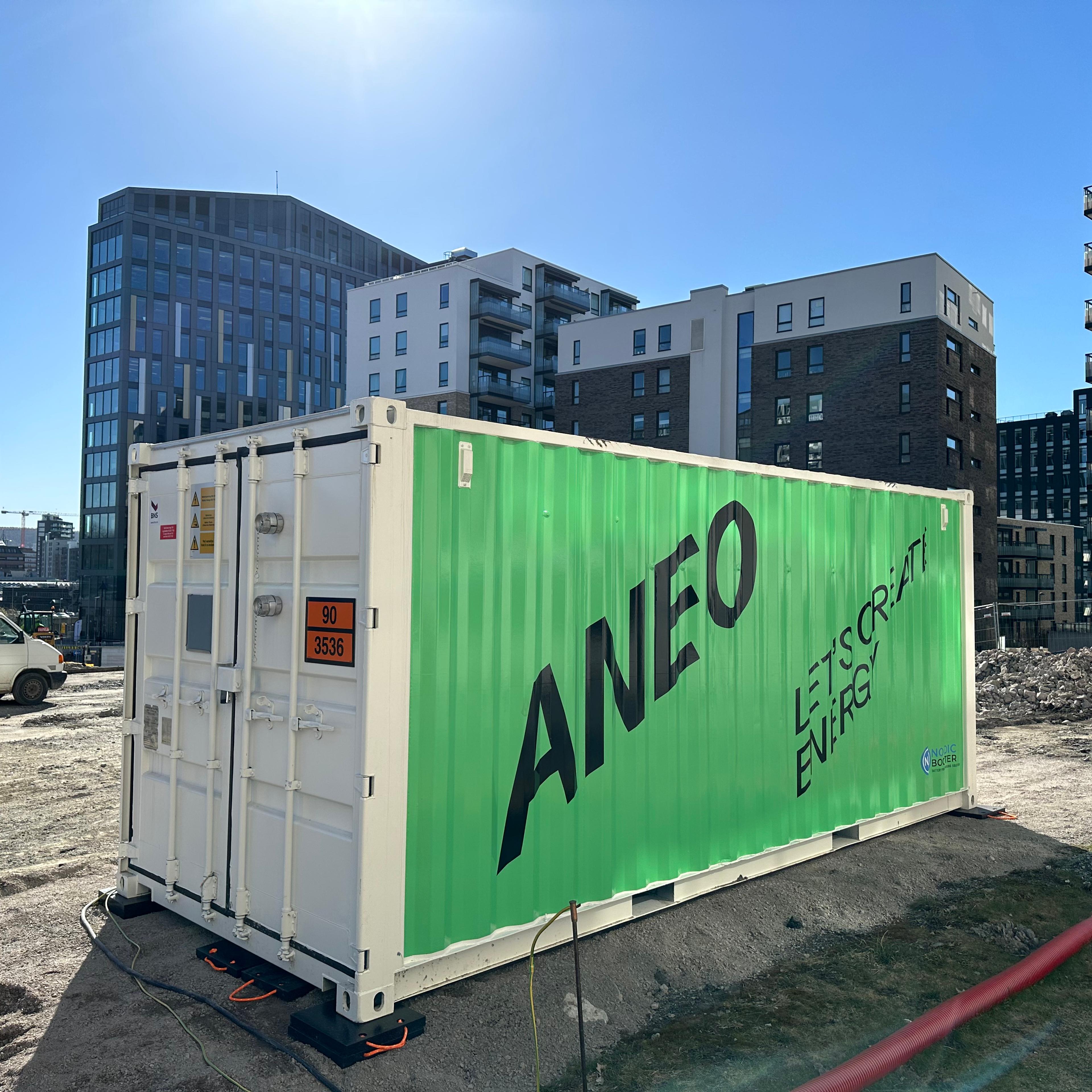 Ladecontainer på byggeplass