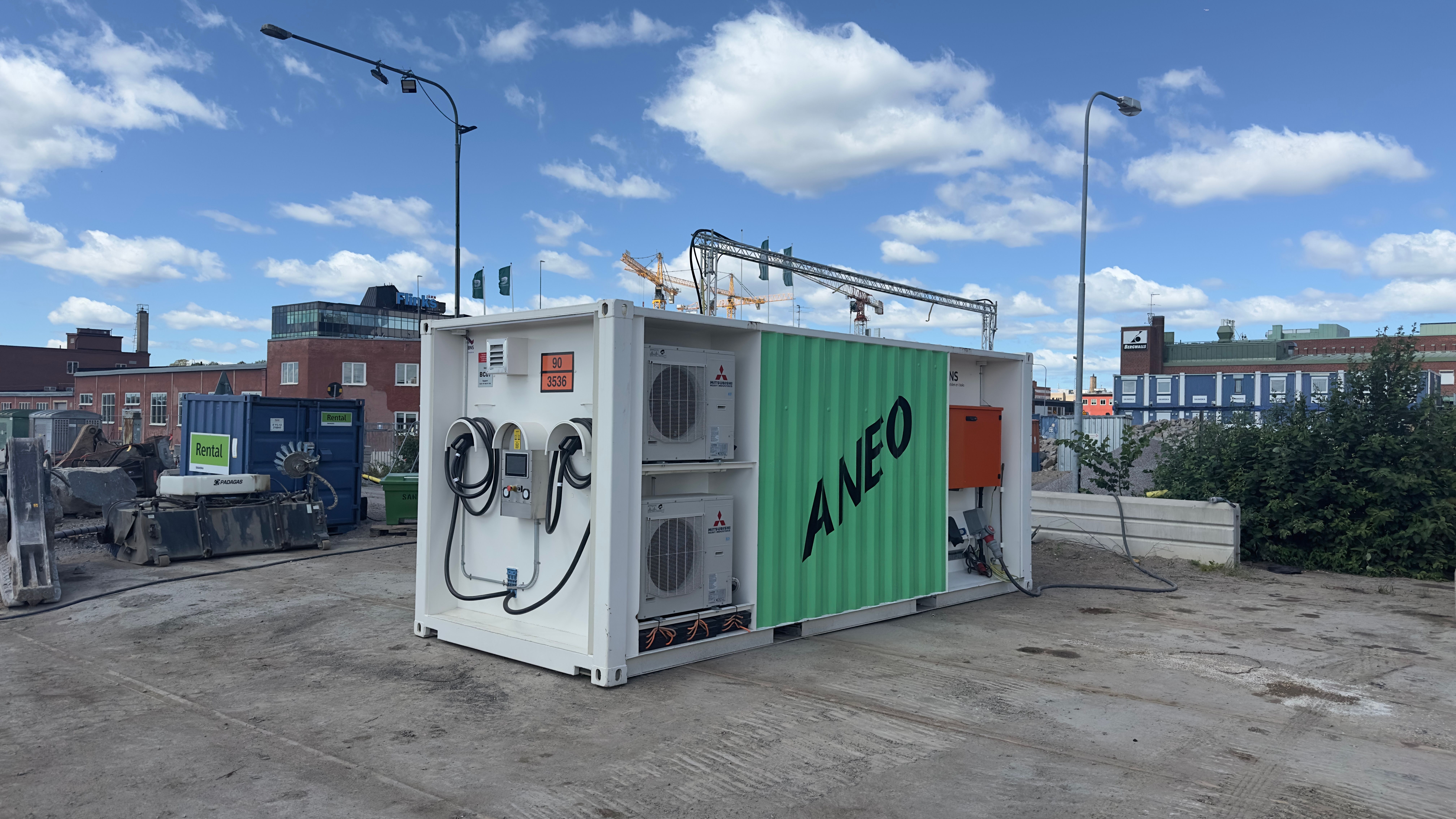 Ladecontainer på byggeplass