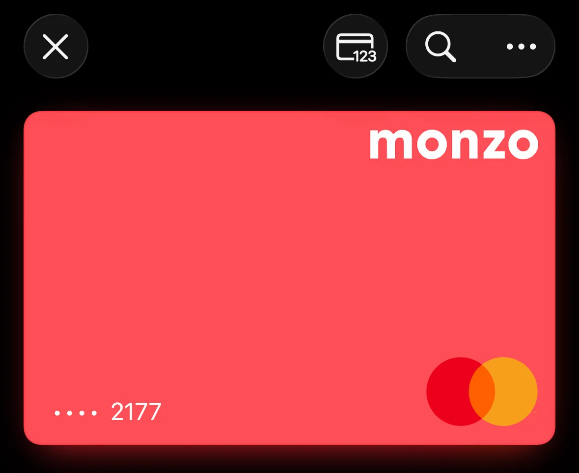 Apple Wallet card view showing card details