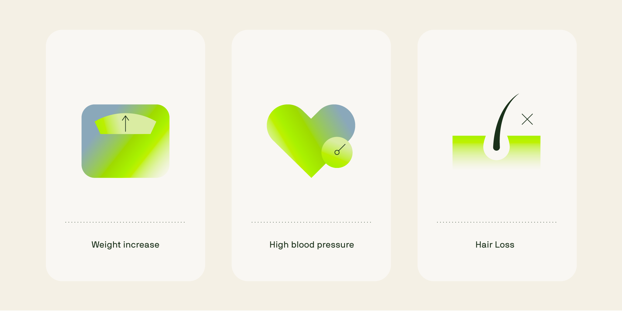Common signs linked to high testosterone levels, such as weight increase, high blood pressure, and hair loss.