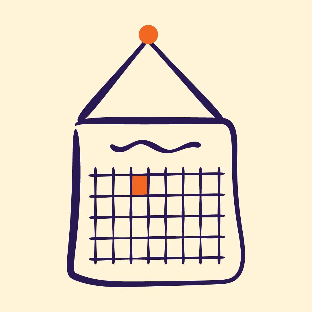 Illustration of a calendar representing week-by-week tracking for weight loss with Mounjaro.