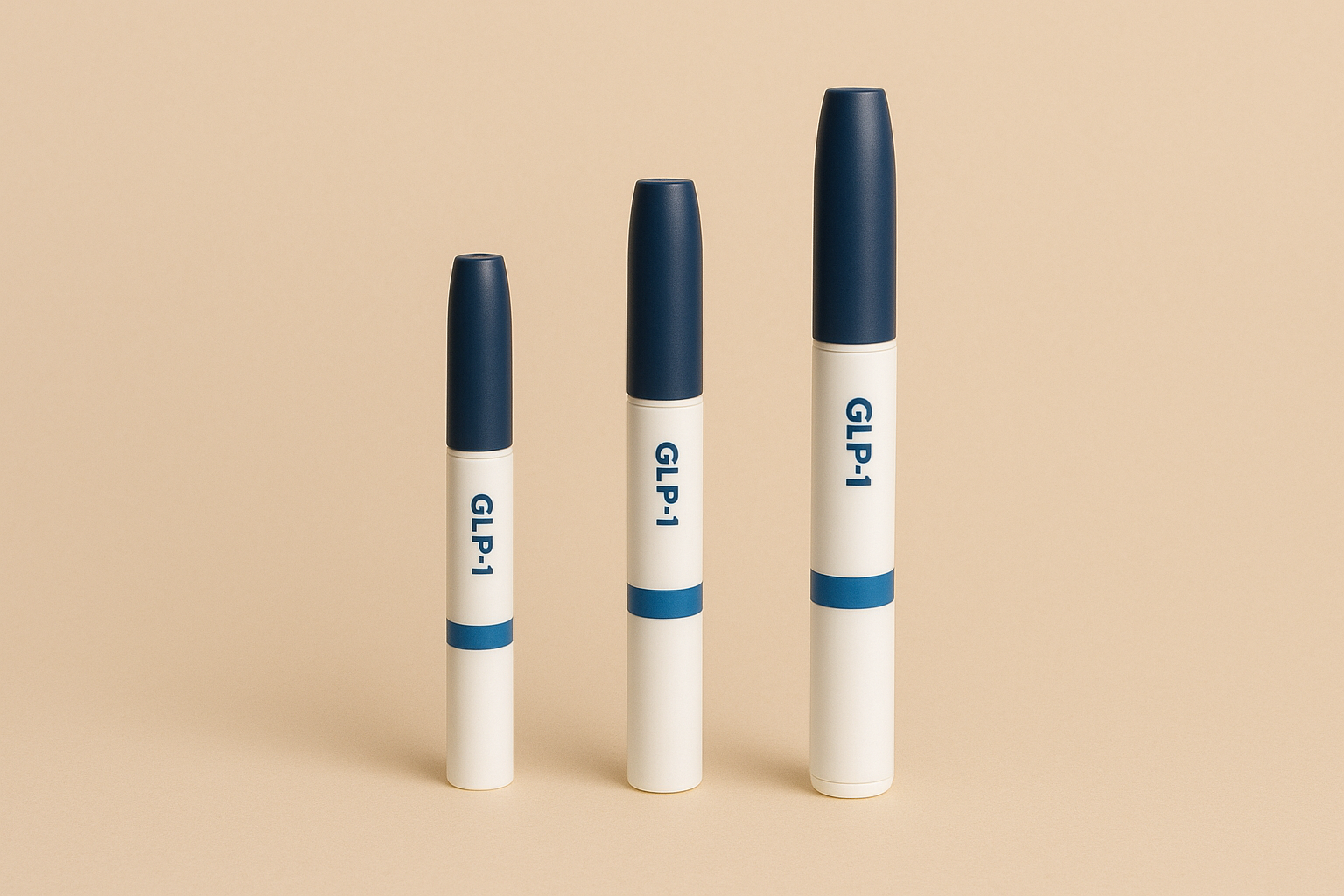 canetas GLP-1 mostrando a evolução das doses do medicamento sob prescriçao