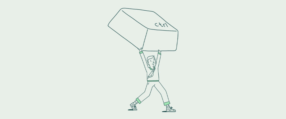 cartoon drawing man holding ctrl button