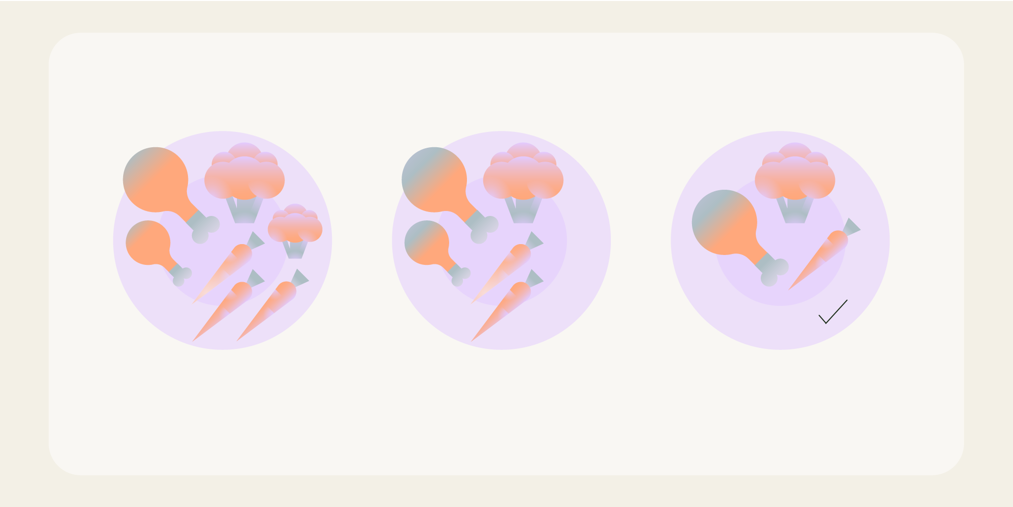 An illustration showing appetite gradually reducing, with smaller portions over time, linked to Mounjaro appetite suppression.