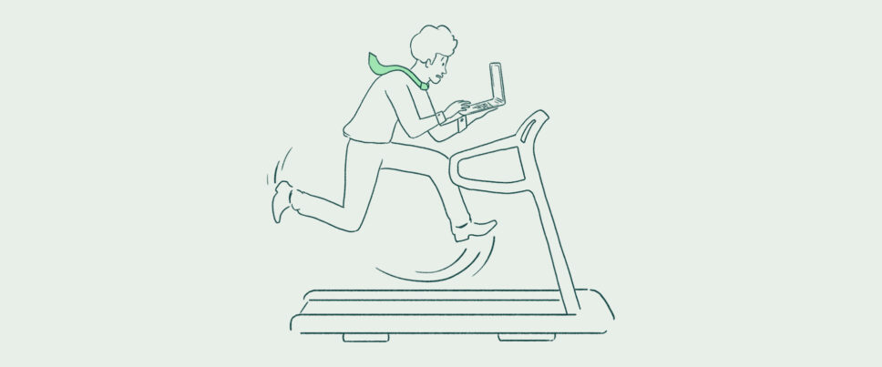 cartoon running on treadmil