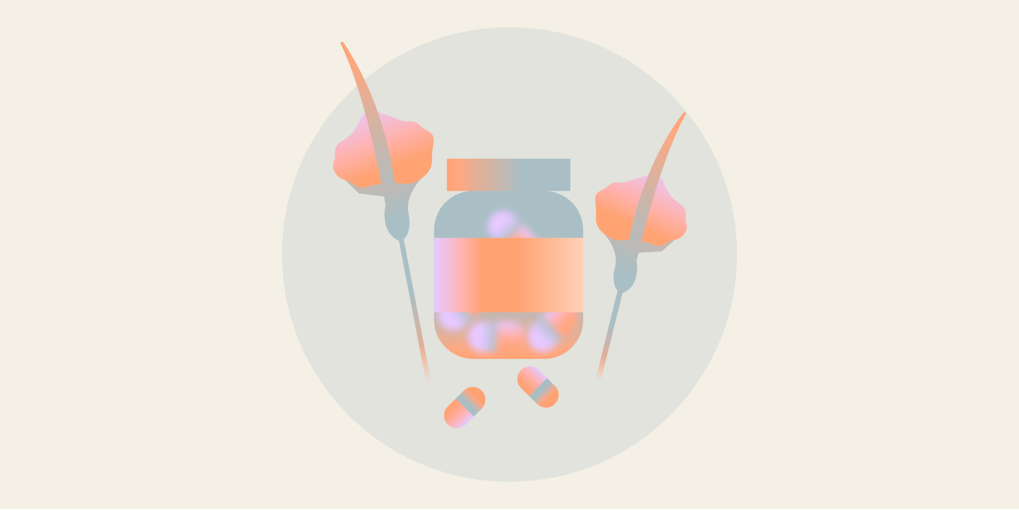 Illustration showing a glucomannan supplement bottle with capsules, representing its use for weight loss support.