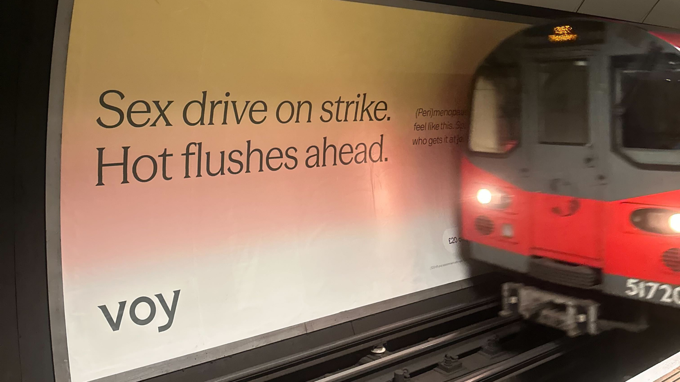 voy menopause ad in london underground 