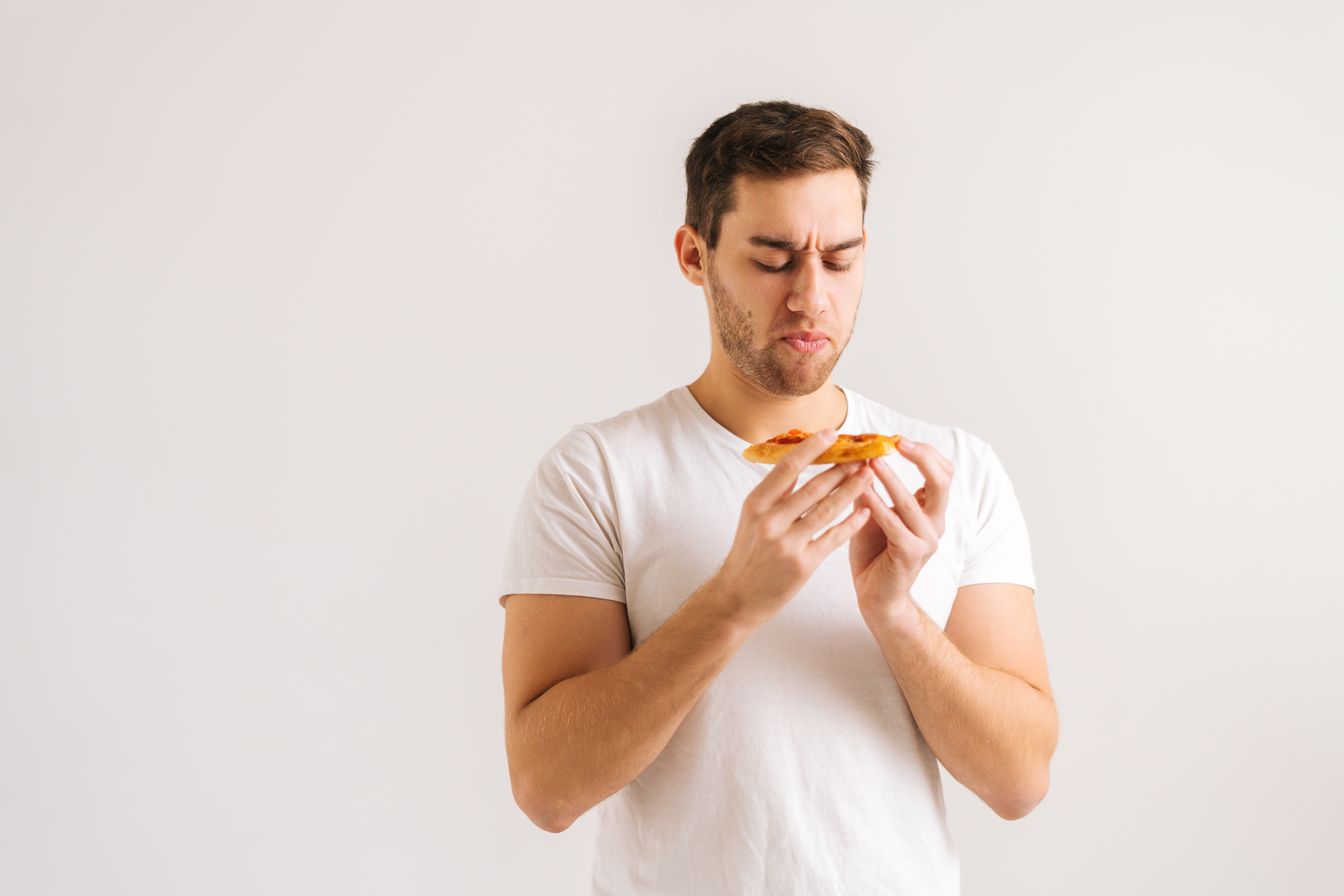 man holding food