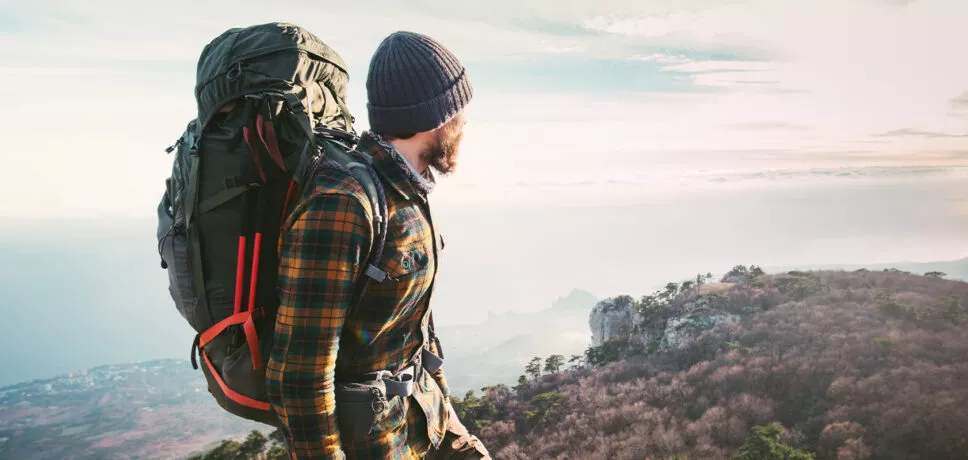 Man with hiking backpack