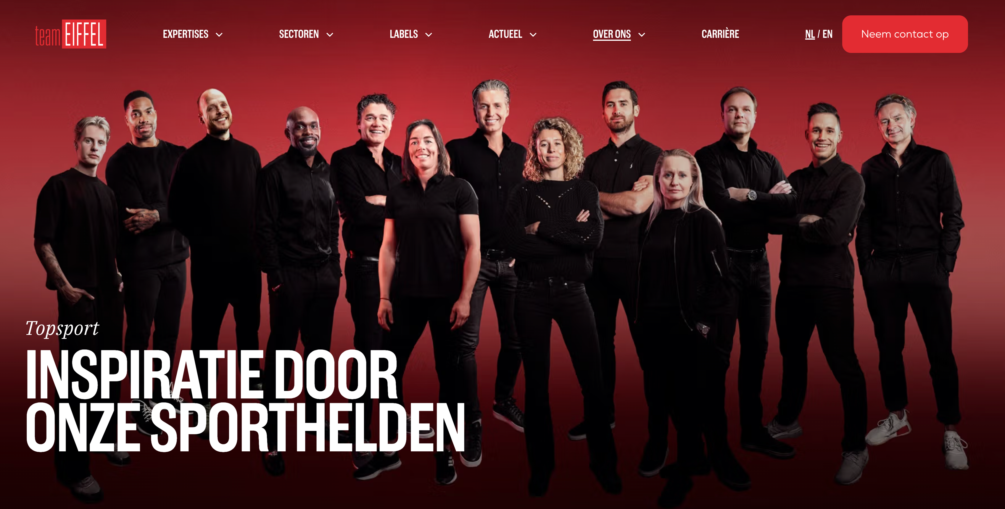 Screen shot van sectie over sporthelden op website teameiffel.nl