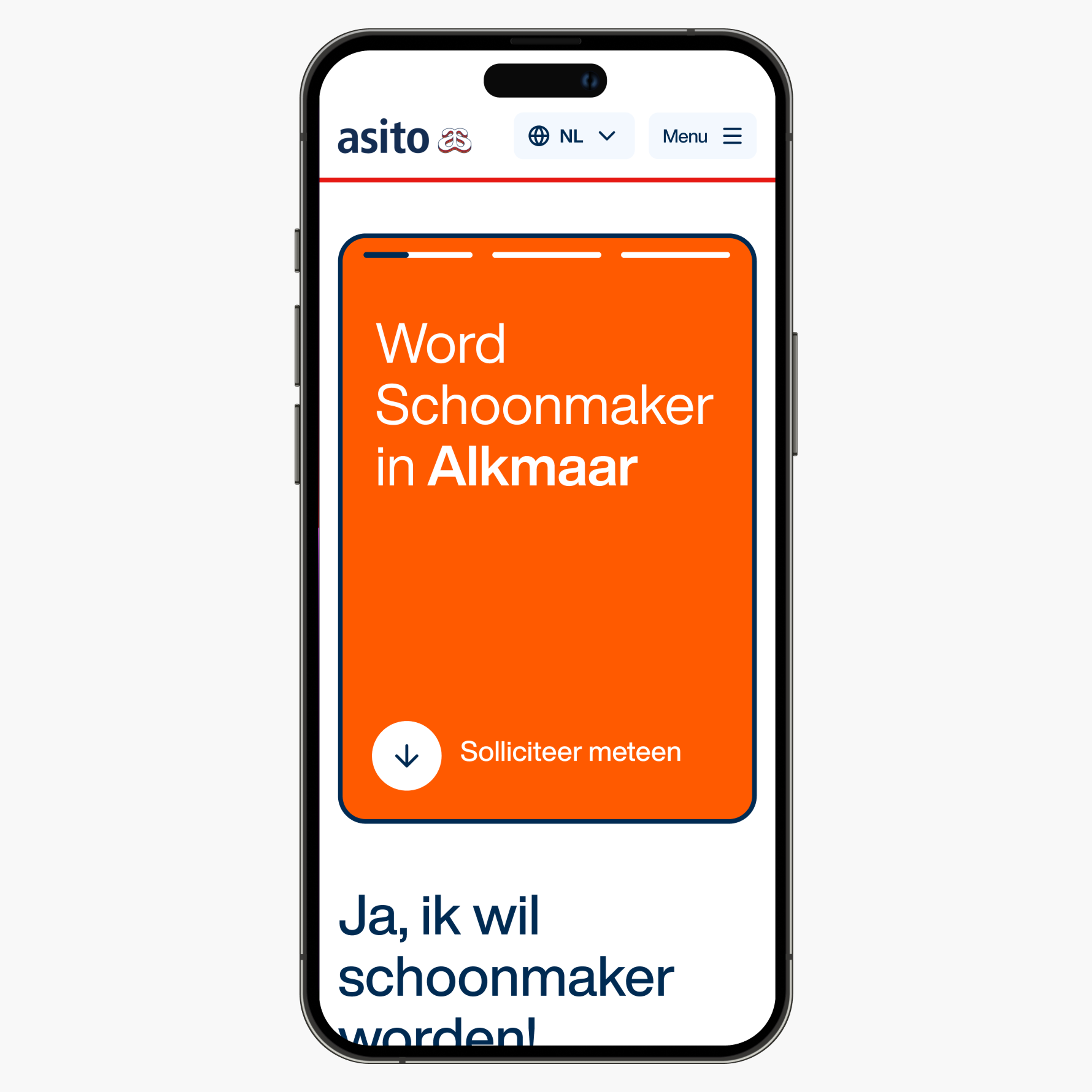 Screenshot uit de Asito vacature website