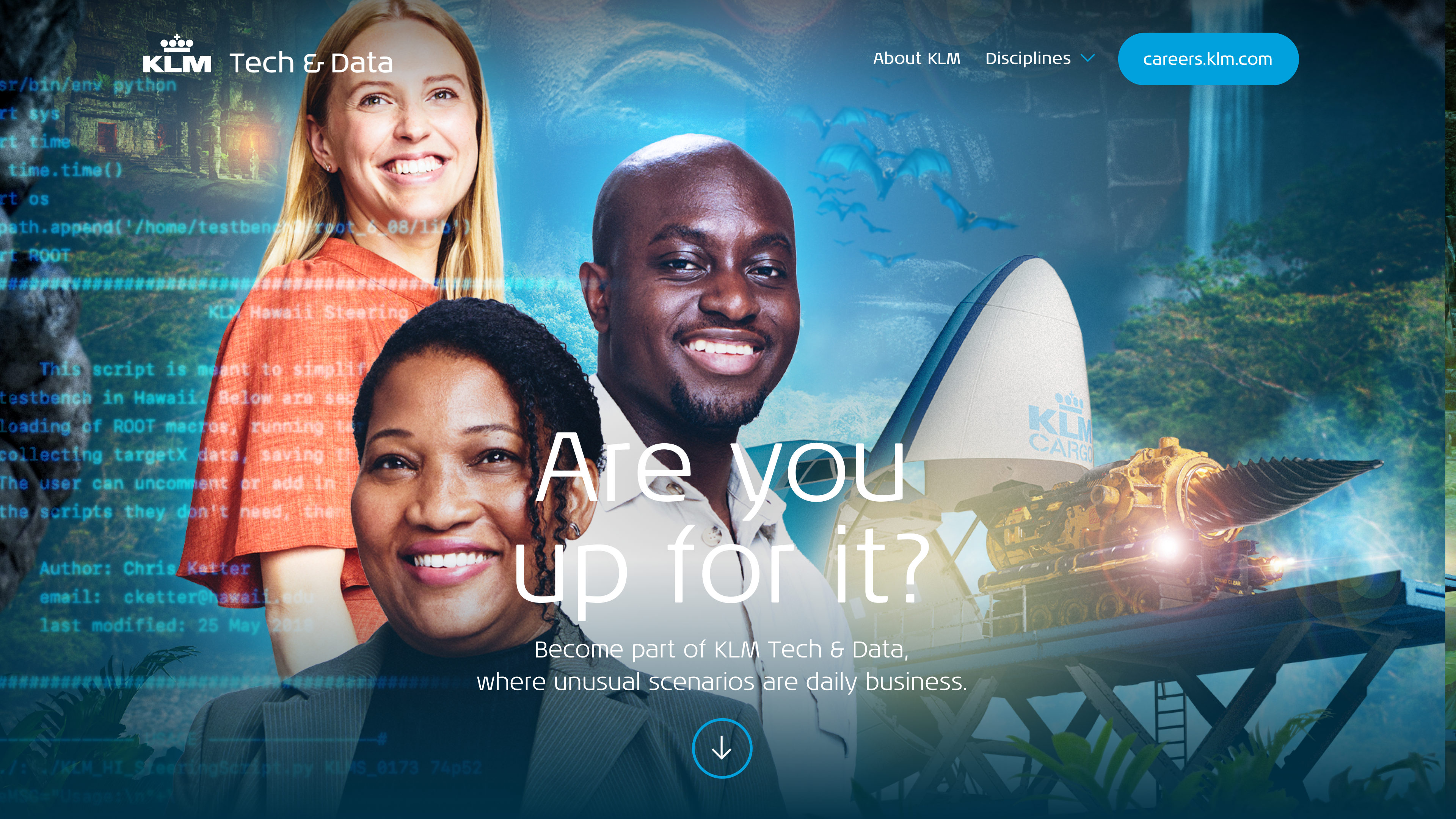 Screenshot van de campagne landingspagina met de pagina hero van Cargo