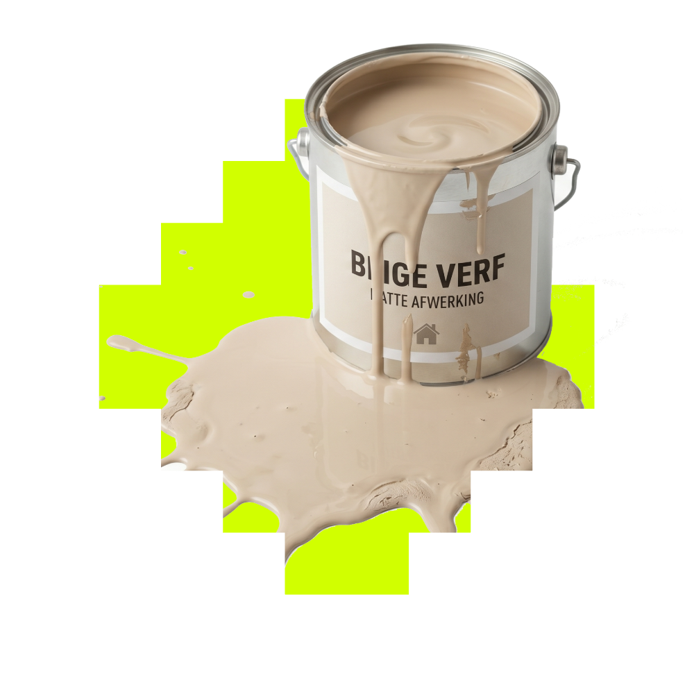 Pot beige verf met klodders verf