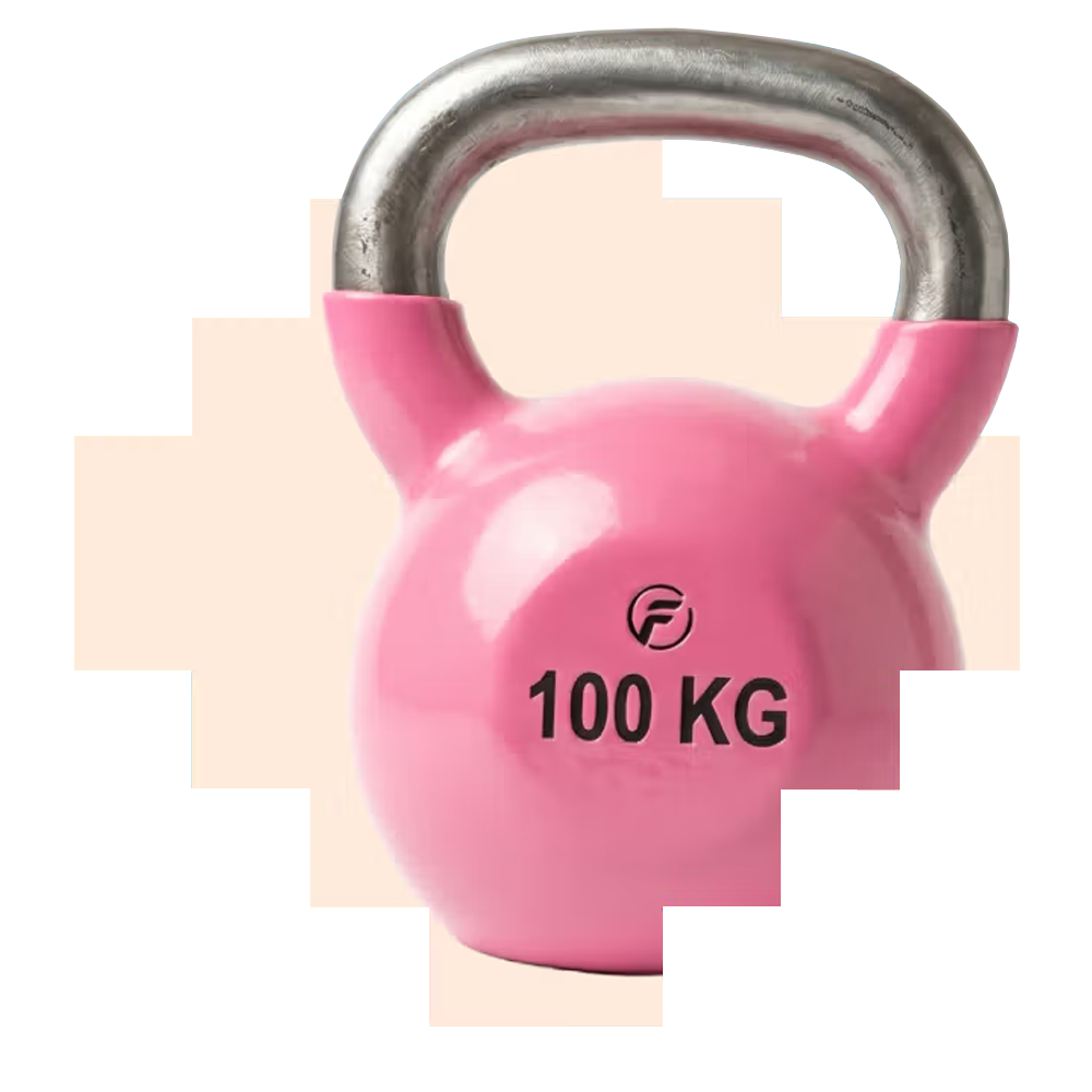 Roze kettlebell van 100 kilogram