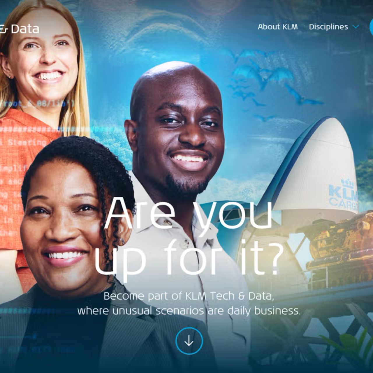 Screenshot van de campagne landingspagina met de pagina hero van Cargo