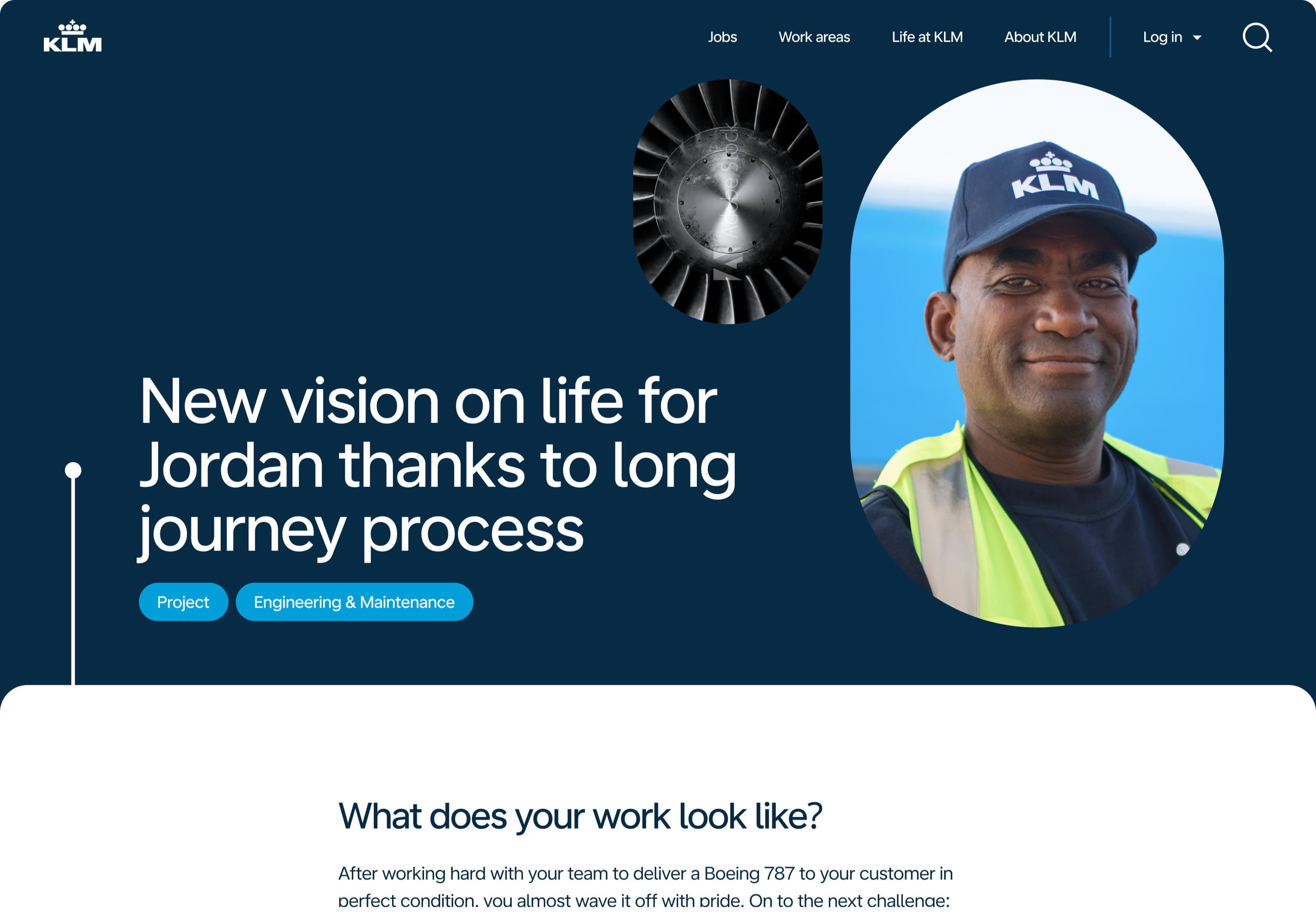 Pagina in het KLM careers platform