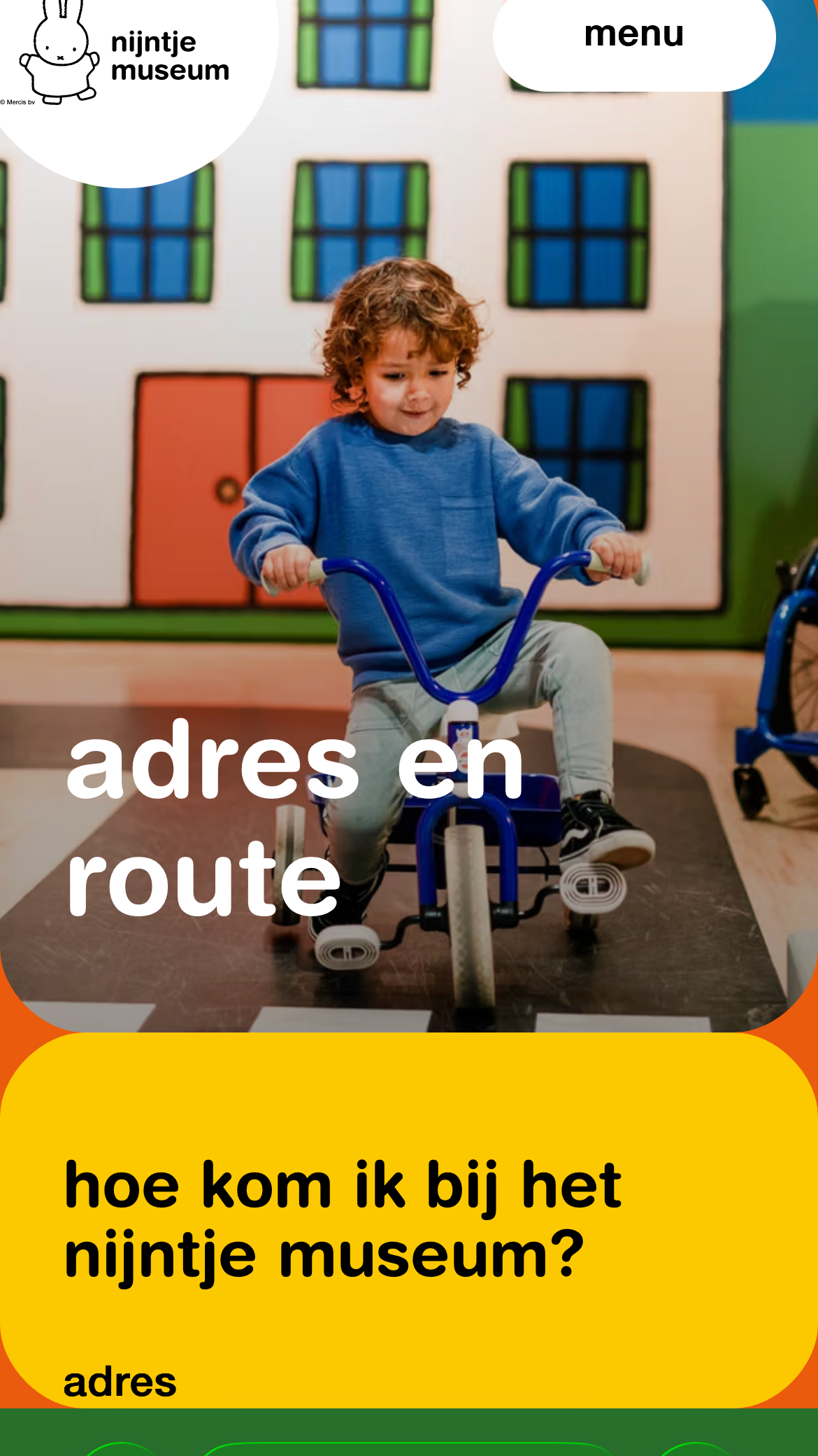 Adres en route op de mobiele site van nijntje museum