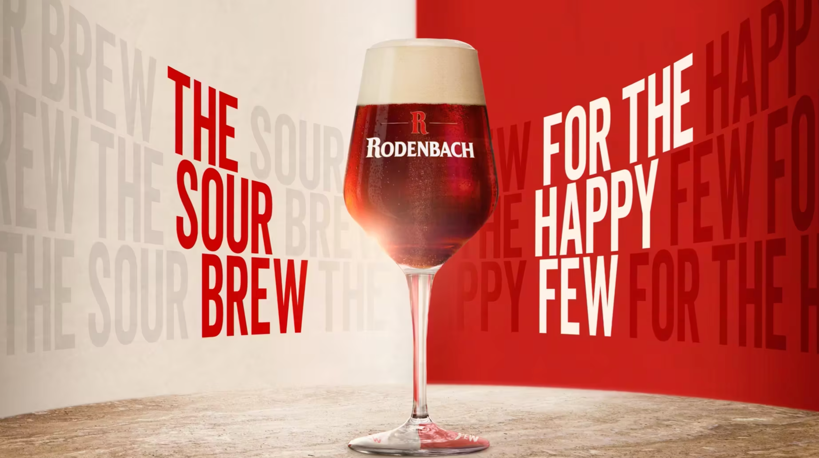 Key visual, glas rodenbach tegen een backdrop