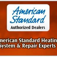 "American Standard Authorized Dealers" badge with the words "American Standard Heating System & Repair Experts"