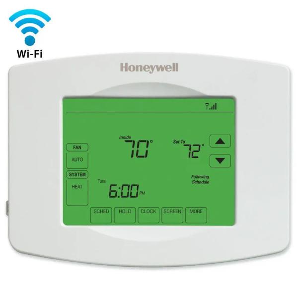 Honeywell Wi-Fi thermostat showing 70 degrees inside