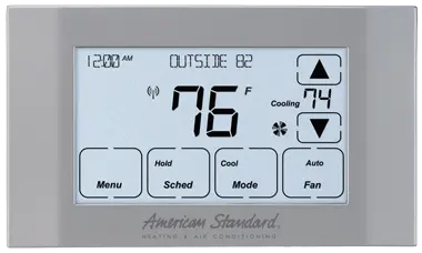 American Standard touchscreen thermostat set to 76 degrees