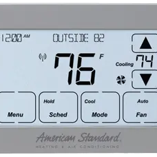 American Standard touchscreen thermostat set to 76 degrees