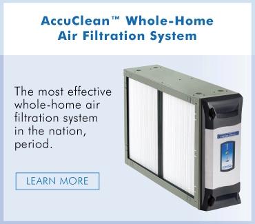 Advertisement for the AccuClean whole-home air filtration system