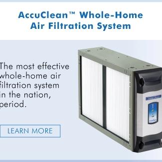 Advertisement for the AccuClean whole-home air filtration system