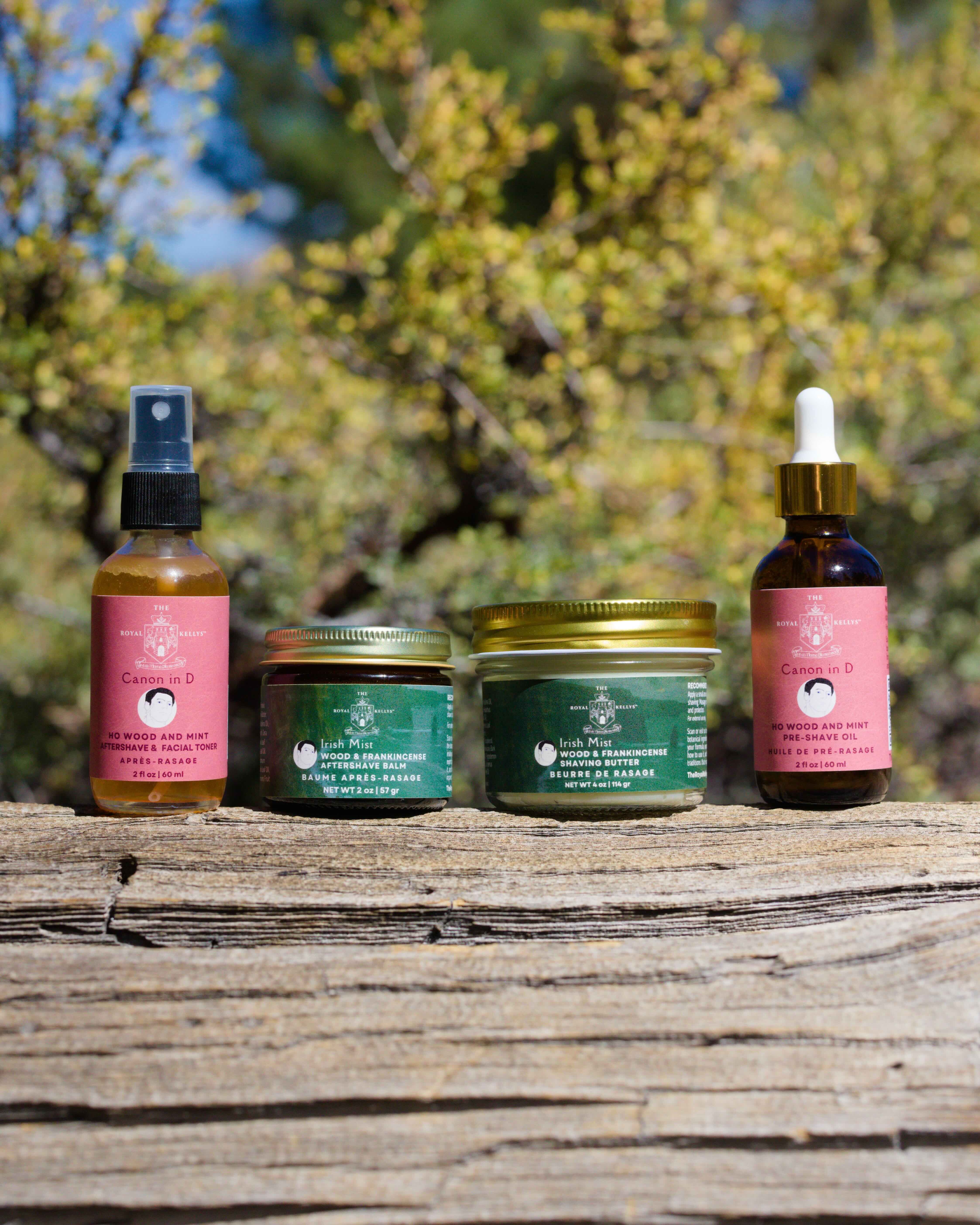 set of men's botanical shaving products