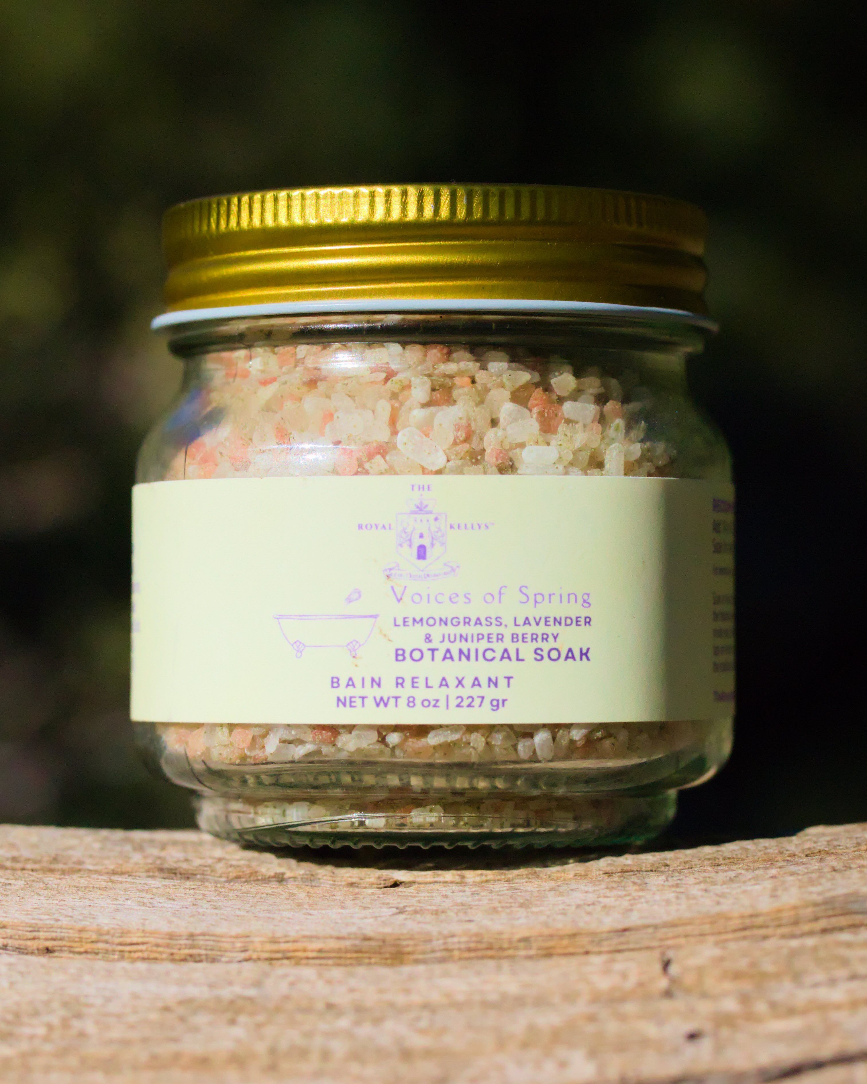 Voices of spring botanical soak with lemongrass, lavender and juniper berry
