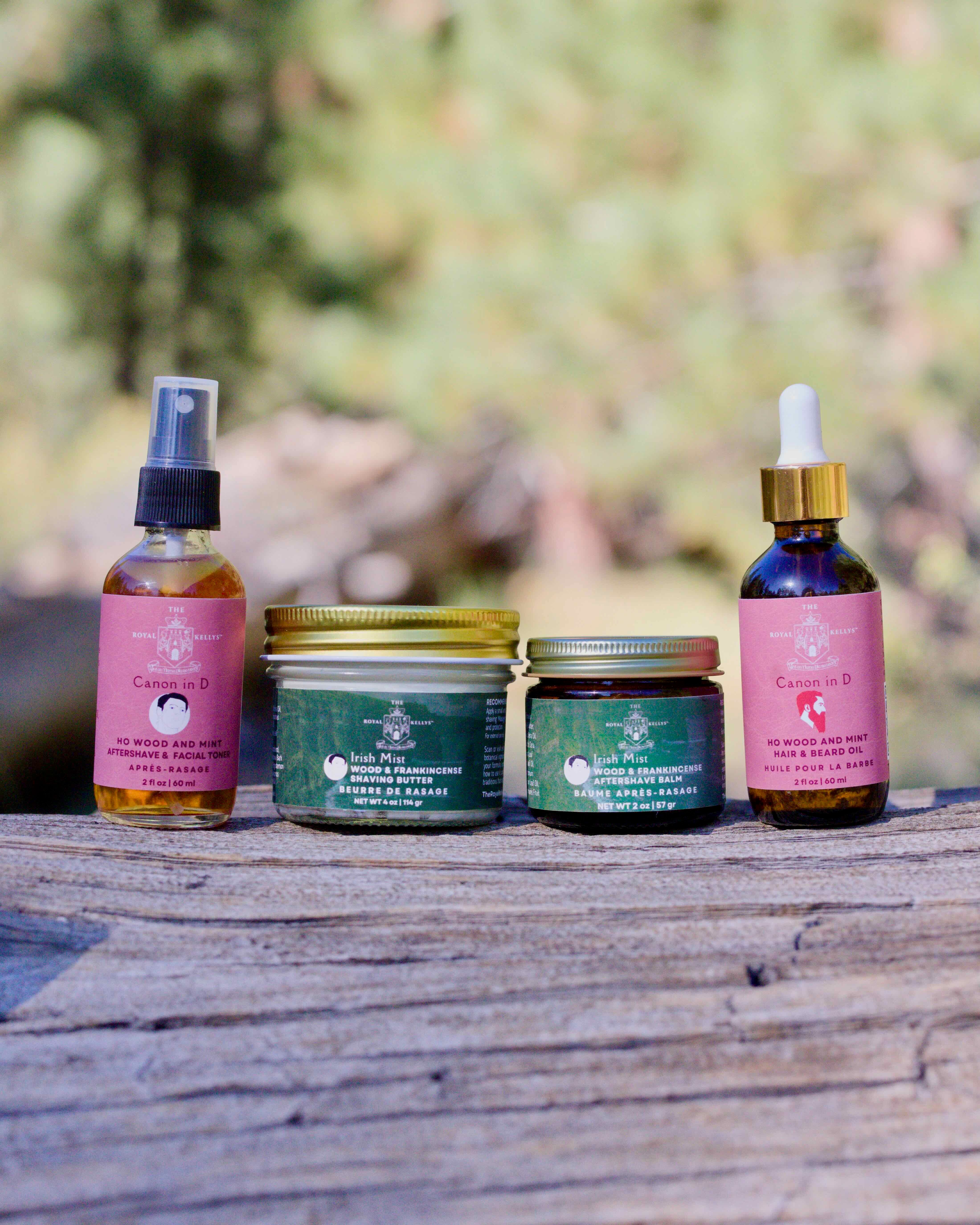set of men's botanical shaving products