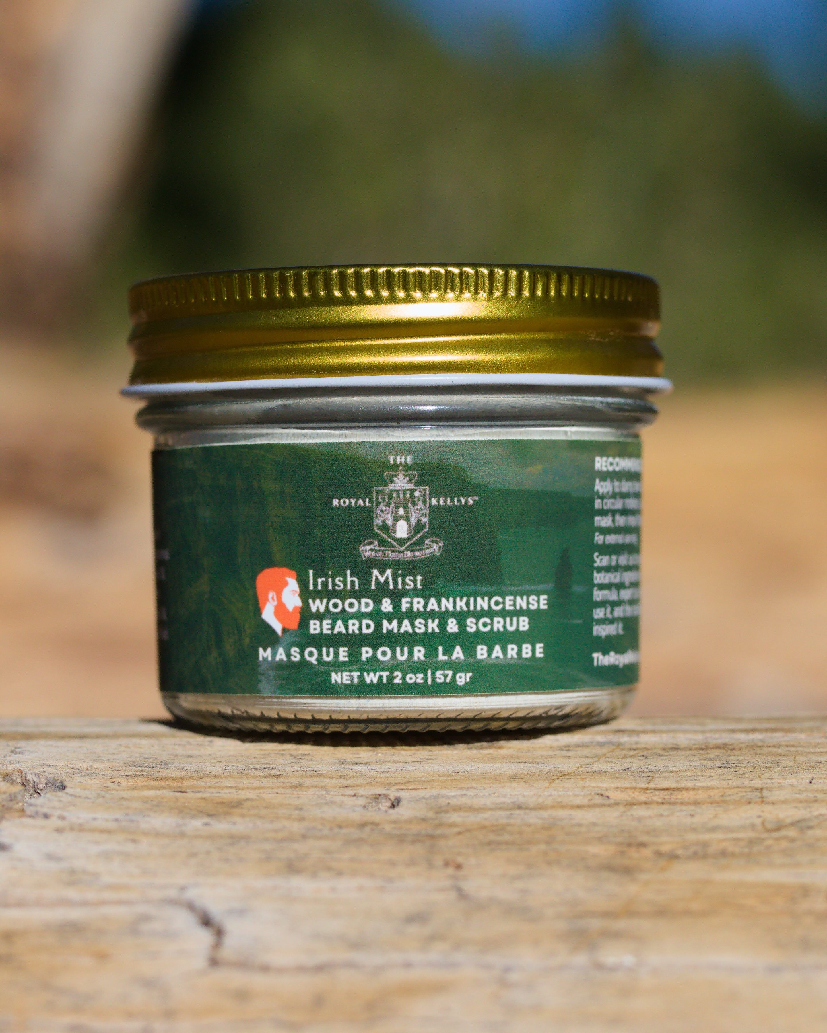 jar of beard mask and facial scrub