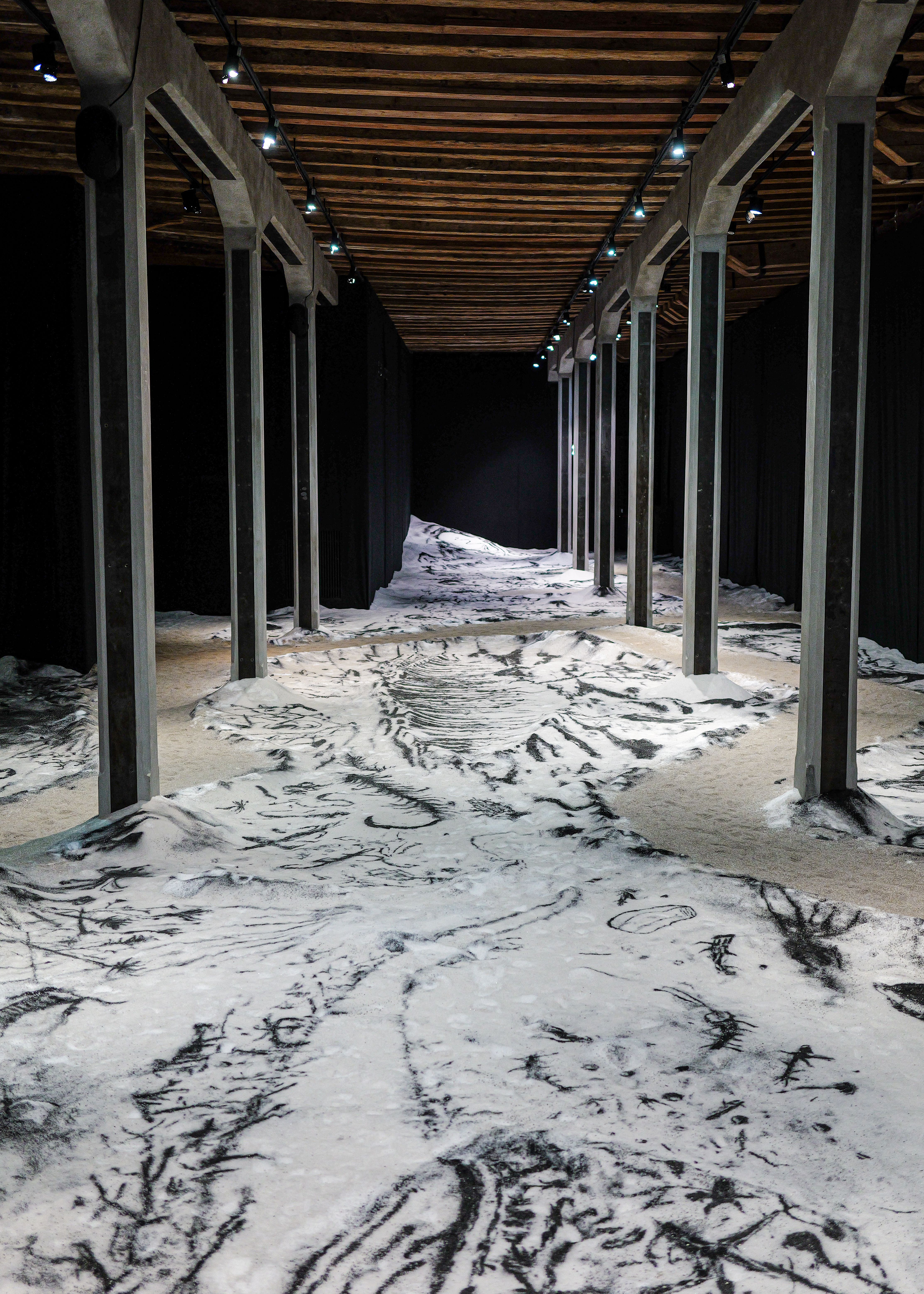 Matías Duville, Monitor Yin Yang — salt and charcoal at the Argentine Pavilion, Arsenale.