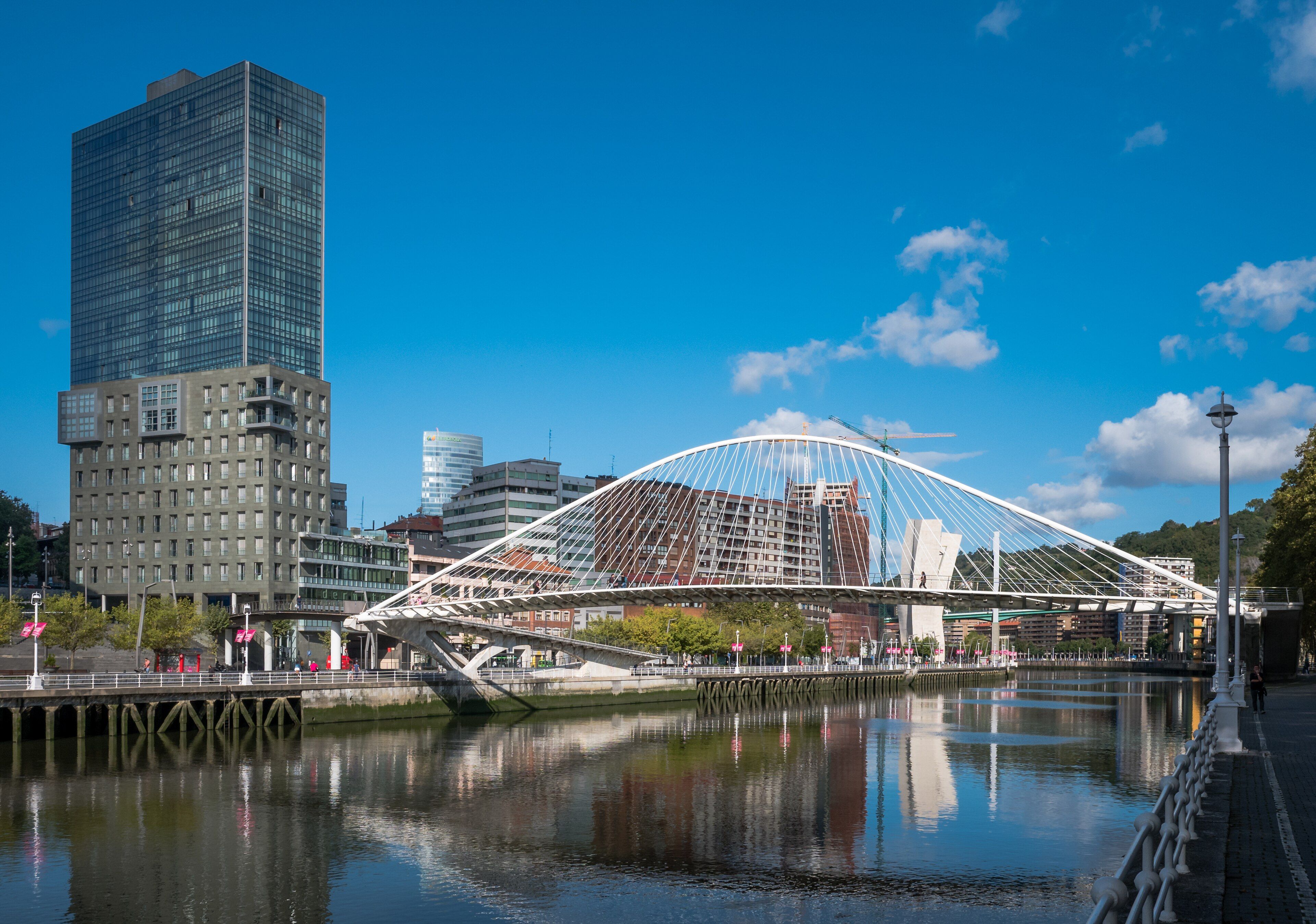 Zubizuri and the Nervion Riverfront Walk - Calatrava's White Bridge