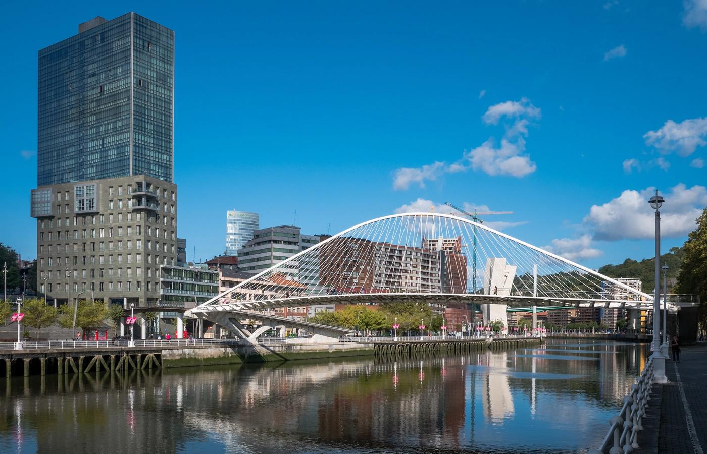 Zubizuri and the Nervion Riverfront Walk - Calatrava's White Bridge