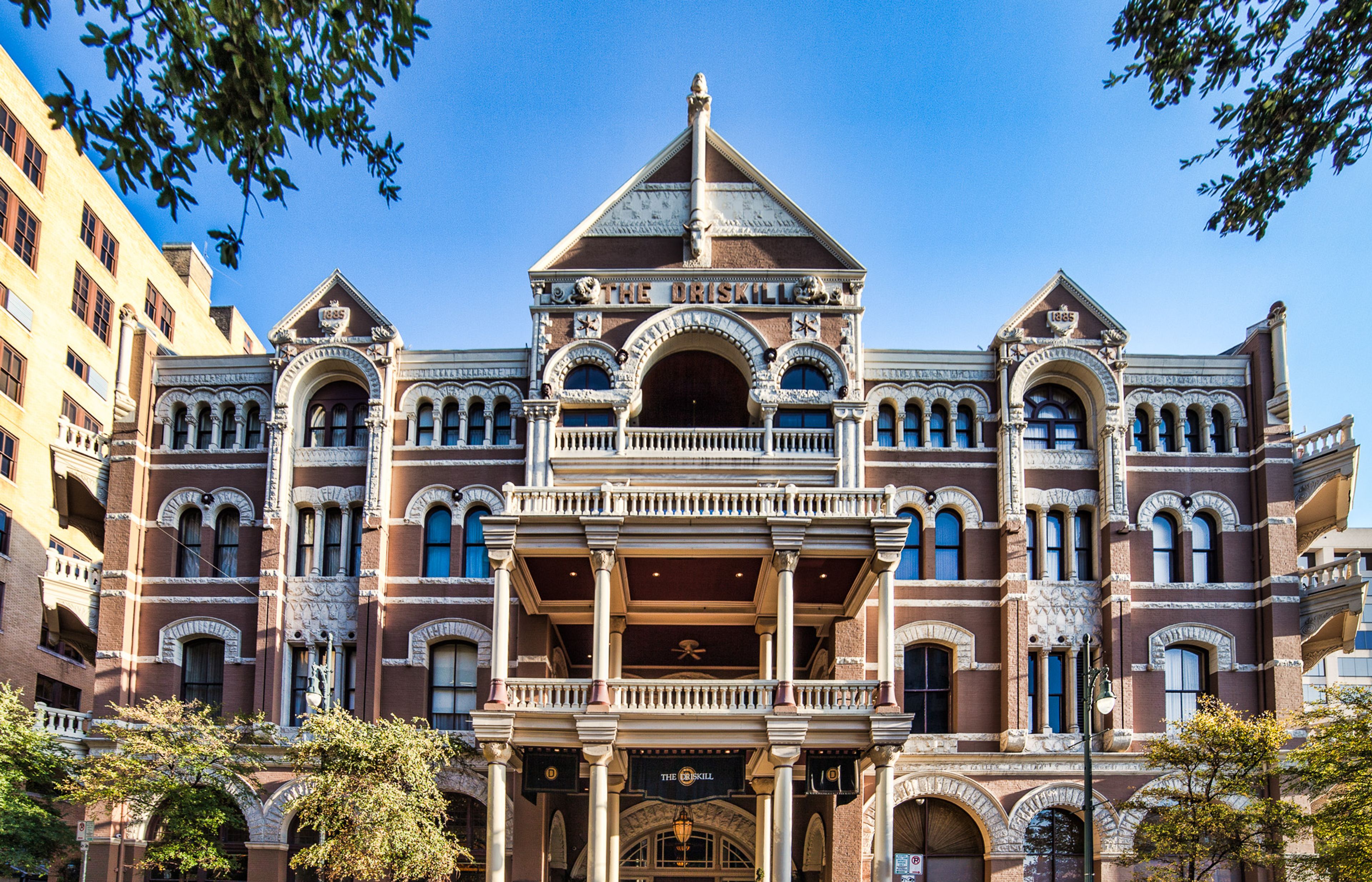 The Driskill hotel in downtown Austin, a historic haunted hotel in Texas