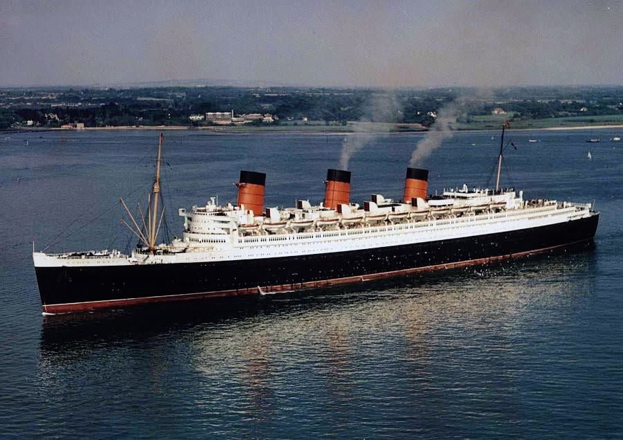 The Queen Mary ocean liner hotel in Long Beach, California, one of the most haunted ships in America