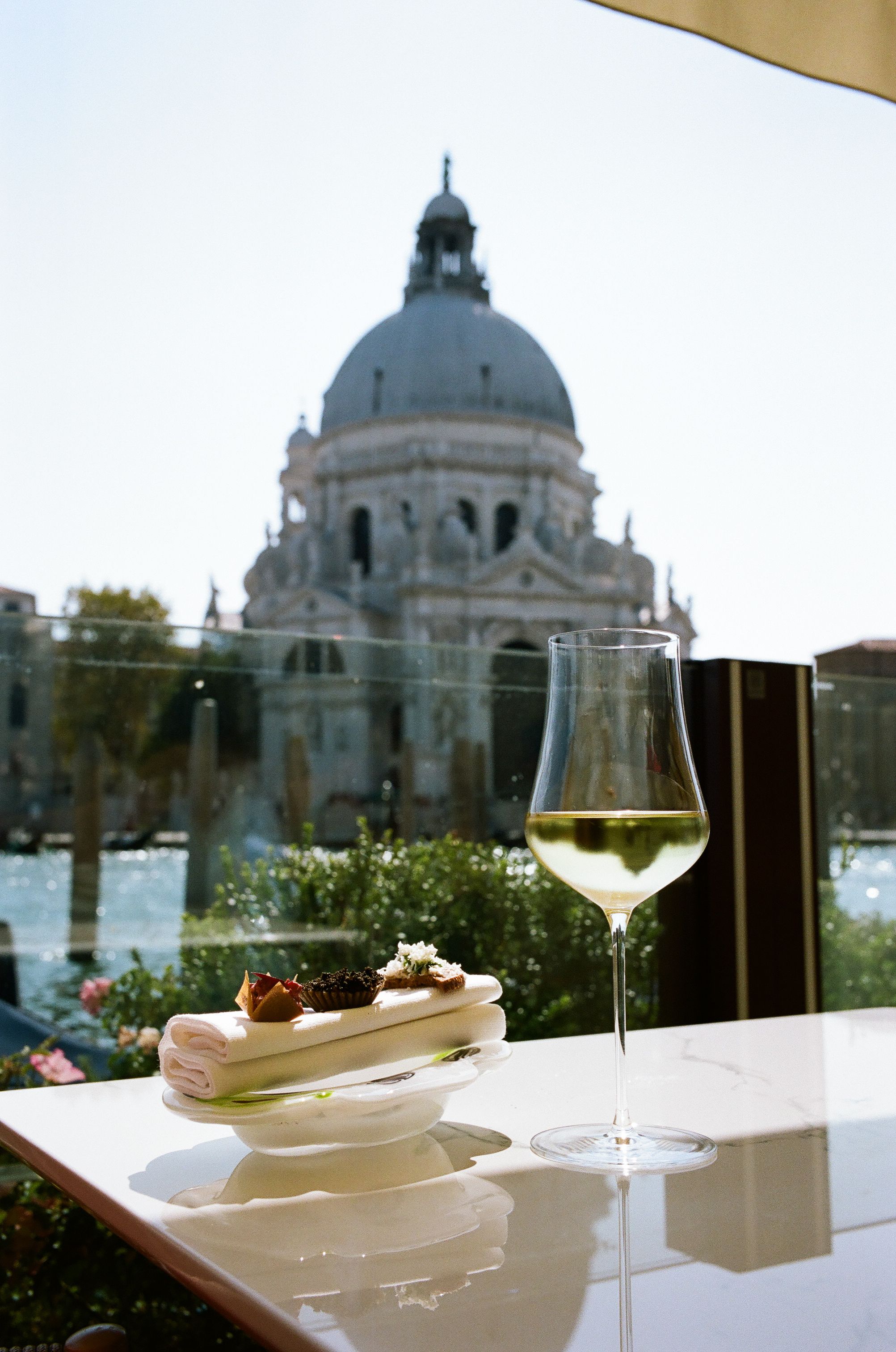 Santa Maria della Salute beyond the water, seen from Gio’s at The St. Regis Venice.