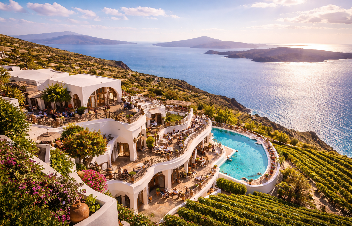 Pyrgos Village and Santo Wines - Hilltop Calm and Caldera Wine