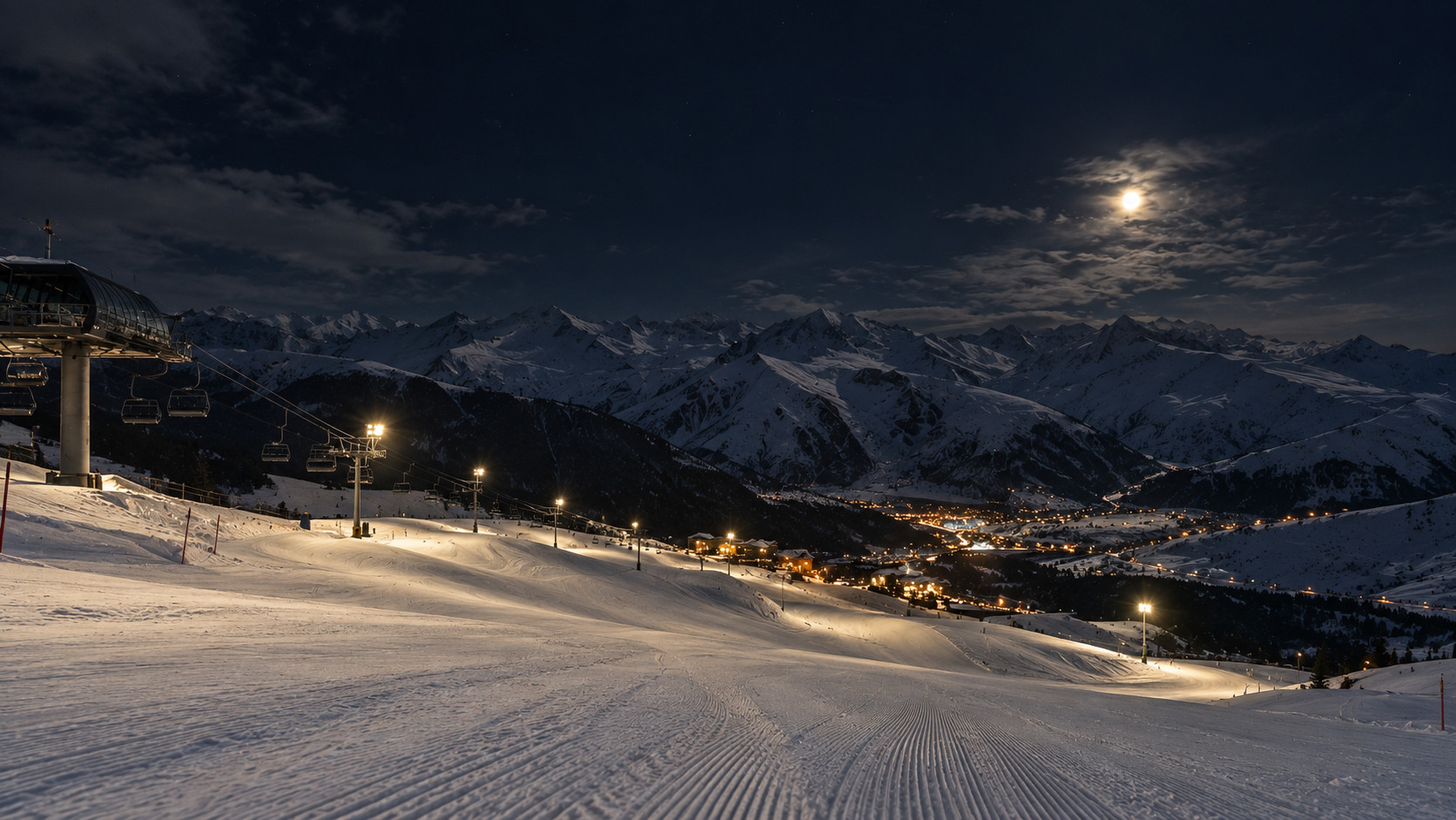 Pirveli Green Slope - Beginner Terrain and Night Skiing in Gudauri