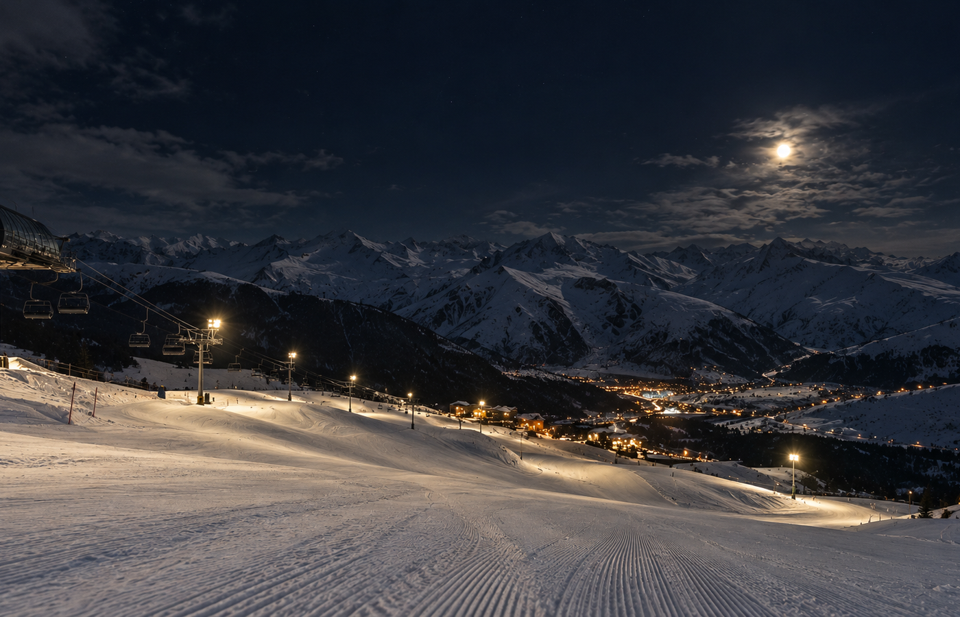 Pirveli Green Slope - Beginner Terrain and Night Skiing in Gudauri